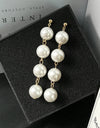 Long Round Imitation Pearl Simulated Drop Earrings