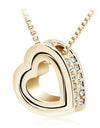 Austrian Crystal Double Heart Pendant Necklace