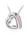 Austrian Crystal Double Heart Pendant Necklace