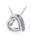 Austrian Crystal Double Heart Pendant Necklace