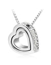 Austrian Crystal Double Heart Pendant Necklace