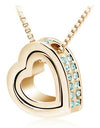 Austrian Crystal Double Heart Pendant Necklace