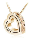 Austrian Crystal Double Heart Pendant Necklace