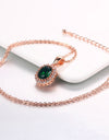 Elegant Created Rose Gold Color Green Crystal Pendant Necklace