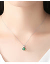 Emerald Green Cubic Zirconia 925 Sterling Silver Pendant Necklace