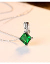 Emerald Green Cubic Zirconia 925 Sterling Silver Pendant Necklace