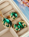 ZOSHI Wedding Jewelry Sets for Women Crystal Gold Chain Peacock Necklace Earrings Set Adjustable Rings 3pcs Jewelry Set