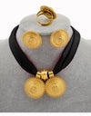 Rope Chain Ethiopian Jewelry Set Gold Color Eritrea Ethnic Style Habesha Pendant Earrings Ring #217106