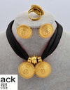 Rope Chain Ethiopian Jewelry Set Gold Color Eritrea Ethnic Style Habesha Pendant Earrings Ring #217106