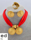 Rope Chain Ethiopian Jewelry Set Gold Color Eritrea Ethnic Style Habesha Pendant Earrings Ring #217106