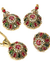 Kinel Hot Ethnic Bride Crystal Flower Earring Ring Jewelry Sets Fashion Antique Gold Necklace For Women Boho Jewelry Wholesale