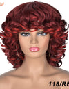 Short Hair Afro Kinky Curly Wigs With Bangs For Black Women Synthetic African Ombre Glueless Cosplay Wigs High Temperature