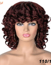 Short Hair Afro Kinky Curly Wigs With Bangs For Black Women Synthetic African Ombre Glueless Cosplay Wigs High Temperature