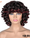 Short Hair Afro Kinky Curly Wigs With Bangs For Black Women Synthetic African Ombre Glueless Cosplay Wigs High Temperature