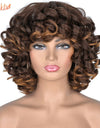 Short Hair Afro Kinky Curly Wigs With Bangs For Black Women Synthetic African Ombre Glueless Cosplay Wigs High Temperature