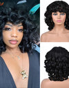 Short Hair Afro Kinky Curly Wigs With Bangs For Black Women Synthetic African Ombre Glueless Cosplay Wigs High Temperature