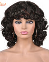 Short Hair Afro Kinky Curly Wigs With Bangs For Black Women Synthetic African Ombre Glueless Cosplay Wigs High Temperature