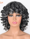 Short Hair Afro Kinky Curly Wigs With Bangs For Black Women Synthetic African Ombre Glueless Cosplay Wigs High Temperature