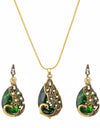 ZOSHI Wedding Jewelry Sets for Women Crystal Gold Chain Peacock Necklace Earrings Set Adjustable Rings 3pcs Jewelry Set