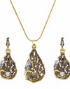 ZOSHI Wedding Jewelry Sets for Women Crystal Gold Chain Peacock Necklace Earrings Set Adjustable Rings 3pcs Jewelry Set