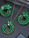 ZOSHI Wedding Jewelry Sets for Women Crystal Gold Chain Peacock Necklace Earrings Set Adjustable Rings 3pcs Jewelry Set