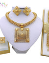 Liffly Dubai Gold Jewelry Sets for Women Big Necklace African Beads Jewelry Set Nigerian Bridal Wedding Costume Jewelry