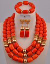 Red/Orange/White Coral Beads African Jewelry Set Nigeria Coral Set Nigerian Wedding Bridal Jewelry Sets for Women 2-17-C3