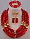 Red/Orange/White Coral Beads African Jewelry Set Nigeria Coral Set Nigerian Wedding Bridal Jewelry Sets for Women 2-17-C3