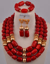 Red/Orange/White Coral Beads African Jewelry Set Nigeria Coral Set Nigerian Wedding Bridal Jewelry Sets for Women 2-17-C3