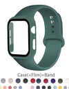 Strap+Glass+Case for Apple Watch Band 44mm 40mm iWatch band 42mm 38mm silicone bumper+bracelet for apple watch 6 band 5 4 3 2 SE