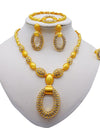 Ethiopian Gold Jewelry Sets 24k Big Oval Necklace Earring Ring Dubai Gifts For Women African Wedding Bridal Set