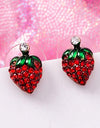 Japan Korean Red Earrings Cute Exquisite Rhinestone Cherry Earrings Small Stud Earrings Flower Mushroom Apple Earrings Jewelry