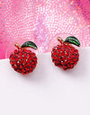 Japan Korean Red Earrings Cute Exquisite Rhinestone Cherry Earrings Small Stud Earrings Flower Mushroom Apple Earrings Jewelry