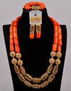 Fashion Jewelry Nigeria Wedding Jewelry White Natural Coral Bead Necklace African Bride Wedding Dress Jewelry Set AU-316