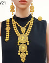 Dubai 24k Gold Big Jewelry Sets Women Wedding Long Necklace Ethiopian Set Traditional Long Jewellery