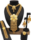 Dubai 24k Gold Big Jewelry Sets Women Wedding Long Necklace Ethiopian Set Traditional Long Jewellery