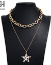 Gold Color Leopard Skin Print Round Pendant Wide Chain Multi-layer  Necklace Set  2021 Fashion Choker Jewelry Party Gift