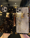 Luxury Bling Gold Foil Marble Square Phone Case For iPhone 12 11 13 7 8 Plus X XR XS Max Glitter Soft Cover For HUAWEI P40 case