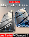 Magnetic Metal Glass Case For iPhone 12 13 Pro Max 11 Pro Max XR Case Camera Glass Luxury Magnetic Double-Sided Glass phone case