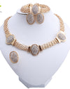 Women Dubai Jewelry Sets Luxury Bridal Nigerian Wedding African Beads Jewelry Set Gold Color Necklace Earrings Bracelet Ring Set