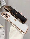 Cute Love Heart Side Pattern Phone Case For iPhone 13 12 Mini 11 Pro X XR XS Max 7 8 Plus SE Luxury Electroplated Soft TPU Cover