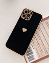 Cute Love Heart Side Pattern Phone Case For iPhone 13 12 Mini 11 Pro X XR XS Max 7 8 Plus SE Luxury Electroplated Soft TPU Cover