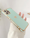 Cute Love Heart Side Pattern Phone Case For iPhone 13 12 Mini 11 Pro X XR XS Max 7 8 Plus SE Luxury Electroplated Soft TPU Cover