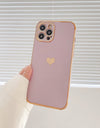 Cute Love Heart Side Pattern Phone Case For iPhone 13 12 Mini 11 Pro X XR XS Max 7 8 Plus SE Luxury Electroplated Soft TPU Cover