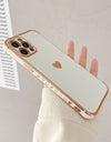 Cute Love Heart Side Pattern Phone Case For iPhone 13 12 Mini 11 Pro X XR XS Max 7 8 Plus SE Luxury Electroplated Soft TPU Cover