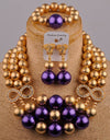 Wedding Jewelry African Ladies Banquet Party Clothing Accessories Nigeria Wedding Bride Purple Glass Bead Jewelry Set SH-41