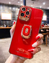 Boucho Luxury electroplating phone case for iphone 13 12 Pro MAX 11 Pro XS XR X SE 6 7 8 plus 12Mini Phone Holder Ring Grip Case