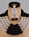 flash black and white african beads jewelry set simulated pearl nigerian wedding set