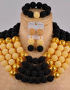 flash black and white african beads jewelry set simulated pearl nigerian wedding set