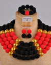 flash black and white african beads jewelry set simulated pearl nigerian wedding set